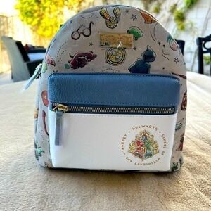 Bioworld Harry Potter Watercolor Icons Mini Backpack Blue White NWT
